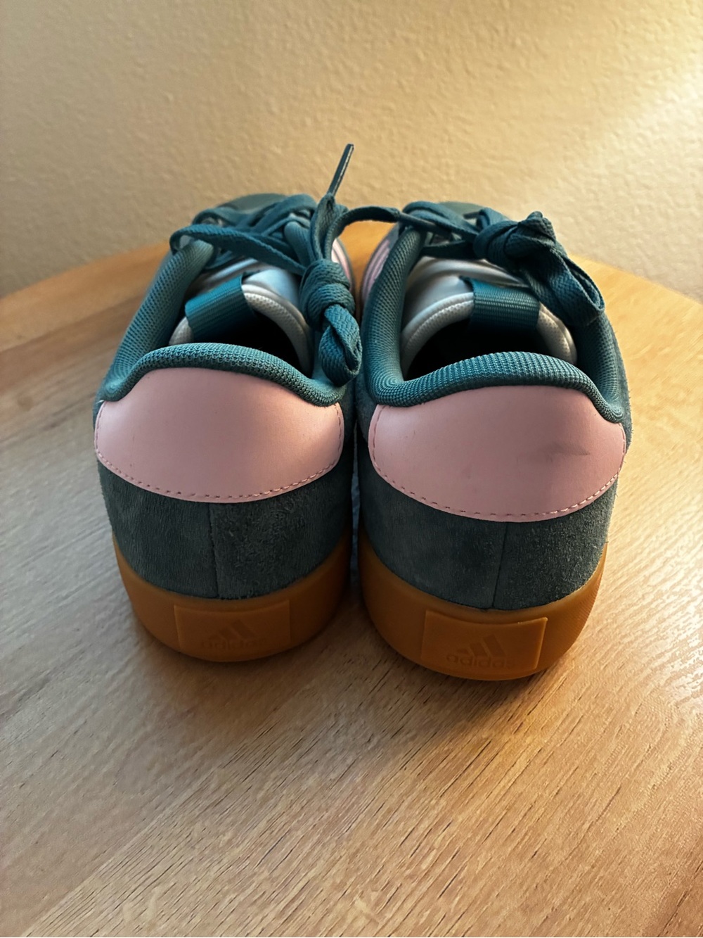 adidas Women Teal Suede Sneakers with Pink Stripes - Picture 5 of 5